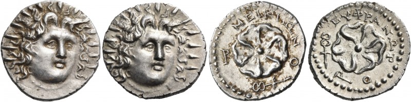 Islands off Caria 
Rhodos. Rhodes. Circa 88/42 BC-AD 14. Lot of two silver drac...