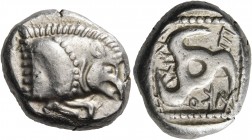 Dynasts of Lycia 
Ekuwemi. Circa 480-460 BC. Stater (Silver, 18 mm, 9.17 g, 1 h), uncertain mint. Forepart of a boar running to right. Rev. ekoweimi ...