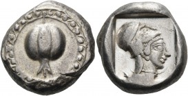 Pamphylia 
Side. Circa 460-430 BC. Stater (Silver, 19.5 mm, 10.85 g, 11 h), c. 440-430. Pomegranate; all within a dotted guilloche border. Rev. Helme...
