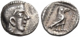 Cilicia or Cyprus 
Cilician Area. Uncertain mint. Mid 5th century BC. Tetarte­morion (Silver, 6 mm, 0.21 g, 7 h). Beardless head right (Athena?, a He...
