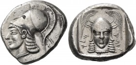 Cyprus 
Lapethos. Sidqmelek, circa 450-425 BC. Stater (Silver, 22 mm, 11.08 g, 2 h). 'King of Lapethos' (in Phoenician) Head of Athena to left, weari...