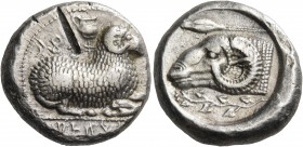 Cyprus 
Salamis. Nikodamos, circa 460-450 BC. Stater (Silver, 20 mm, 11.06 g, 11 h). ('pa-si-le-wo-se /ni-ko-da-mo', [Of the King Nikodamos], in retr...