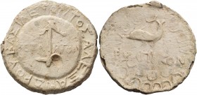 Seleukid Kings of Syria 
Period of Alexander I Balas or Alexander II Zabinas. Weight of 1/4 Mina. (Lead, 58 mm, 127.00 g, 3 h), uncertain city in sou...