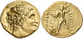 Baktria and India 
Greco-Baktrian Kingdom. Diodotos I, circa 255-235 BC. Stater (Gold, 18 mm, 8.36 g, 7 h), in the name of the Seleukid king Antiocho...