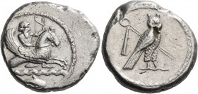 Phoenicia 
Tyre. Circa 425-394 BC. Shekel (Silver, 24 mm, 13.65 g, 10 h). Melqarth, riding on a hippocamp to right, holding bow and arrows with his l...