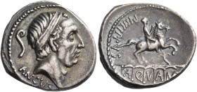 L. Marcius Philippus, 57 BC. Denarius (Silver, 17 mm, 3.59 g, 5 h), Rome. ANCVS Diademed head of Ancus Marcius to right; behind, lituus. Rev. PHILIPPV...