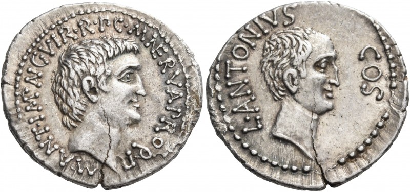 Marc Antony and Lucius Antony, Summer, 41 BC. Denarius (Silver, 21 mm, 3.89 g, 1...