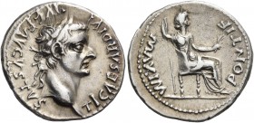Tiberius, 14-37. Denarius (Silver, 19 mm, 3.80 g, 12 h), "Tribute Penny" type, group 5, Lugdunum, c. 36-37. TI CAESAR DIVI AVG F AVGVSTVS Laureate hea...