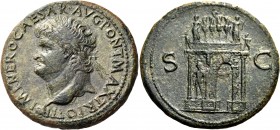 Nero, 54-68. Sestertius (Orichalcum, 35 mm, 24.58 g, 7 h), Lugdunum, circa 66. IMP NERO CAESAR AVG PONT MAX TR POT P P Laureate head of Nero to left, ...