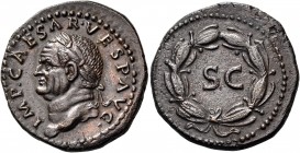 Vespasian, 69-79. As (Copper, 23 mm, 7.92 g, 6 h), struck for use in Syria, Rome, 74. IMP CAESAR VESP AVG Laureate head of Vespasian to left. Rev. S.C...