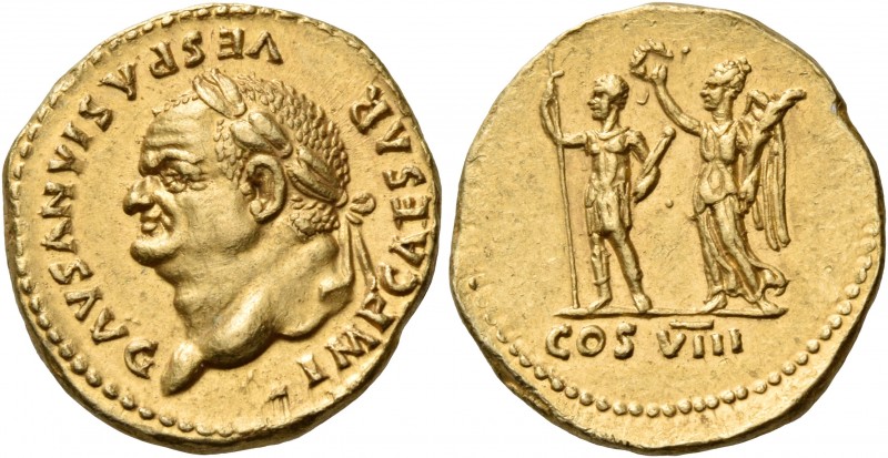 Vespasian, 69-79. Aureus (Gold, 18 mm, 7.33 g, 6 h), Rome, 77-78. IMP CAESAR VES...