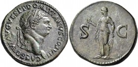 Domitian, as Caesar, 69-81. Sestertius (Orichalcum, 35 mm, 26.12 g, 6 h), uncertain mint in Thrace. CAES DIVI AVG VESP F DOMITIANVS COS VII Laureate h...