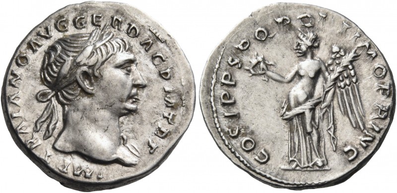Trajan, 98-117. Denarius (Silver, 19.5 mm, 2.98 g, 6 h), Rome, 107-108. IMP TRAI...