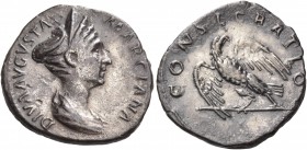 Ulpia Marciana, sister of Trajan, Augusta, circa 105-112/4. Denarius (Silver, 19 mm, 2.69 g, 8 h), Rome, 112-117. DIVA AVGVSTA MARCIANA Diademed and d...
