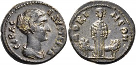 Faustina Junior, wife of Marcus Aurelius, Augusta, 147-175. Phrygia. Docimeium. Assarion (Bronze, 19 mm, 4.16 g, 6 h), early 160s. ΦΑVСΤЄΙΝΑ СЄΒΑС Dra...