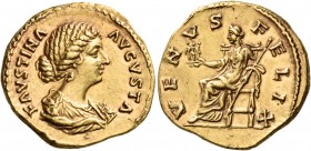 Faustina Junior, wife of Marcus Aurelius, Augusta, 147-175. Aureus (Gold, 20 mm, 7.15 g, 1 h), 170s. FAVSTINA - AVGVSTA Draped bust of Faustina II to ...