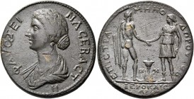 Faustina Junior, wife of Marcus Aurelius, Augusta, 147-175. Lydia. Hierocaesaraea. Hexassarion (Bronze, 38 mm, 32.77 g, 12 h), struck under the magist...