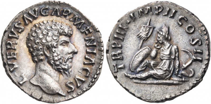 Lucius Verus, 161-169. Denarius (Silver, 17.5 mm, 2.69 g, 6 h), Rome, 163. L VER...