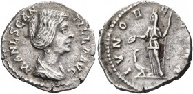 Manlia Scantilla, wife of Didius Julianus, Augusta, 193. Denarius (Silver, 18.5 mm, 2.55 g, 11 h), Rome. MANL SCAN-TILLA AVG Draped bust of Manlia Sca...