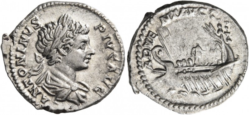 Caracalla, 198-217. Denarius (Silver, 19 mm, 3.29 g, 7 h), Rome, 201-202. ANTONI...
