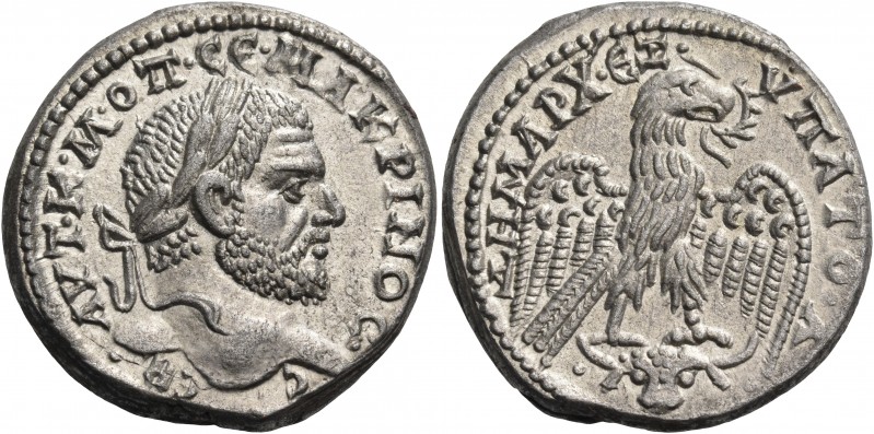 Macrinus, 217-218. Mesopotamia. Carrhae. Tetradrachm (Silver, 23 mm, 14.31 g, 12...