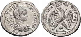Elagabalus, 218-222. Syria, Seleucis and Pieria. Antioch. Tetradrachm (Silver, 28 mm, 11.75 g, 12 h), 219. ΑΥΤ Κ ΜΑ... ΑΝΤΩΝΕΙΝΟC CΕΒ Laureate, draped...