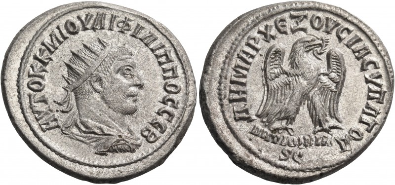 Philip I, 244-249. Syria, Seleucis and Pieria. Antioch. Tetradrachm (Silver, 28 ...