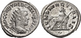 Trebonianus Gallus, 251-253. Antoninianus (Silver, 21 mm, 4.28 g, 7 h), Antioch, 252. IMP C C VIB TREB GALLVS P F AVG Radiate, draped and cuirassed bu...