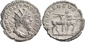 Postumus, Romano-Gallic Emperor, 260-269. Antoninianus (Billon, 21 mm, 3.68 g, 2 h), Cologne, 266. IMP C POSTVMVS P F AVG Radiate, draped and cuirasse...