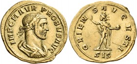 Probus, 276-282. Aureus (Gold, 21.5 mm, 5.56 g, 6 h), Siscia, 277. IMP C M AVR PROBVS AVG Laureate, draped and cuirassed bust of Probus to right. Rev....