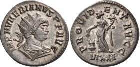 Numerian, 283-284. Antoninianus (Bronze, with traces of silvering, 22 mm, 4.75 g, 12 h), Ticinum, 6th officina, 283. IMP NVMERI ANVS P F AVG Radiate, ...