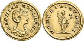 Magnia Urbica, Augusta, 283-285. Aureus (Gold, 20.5 mm, 4.67 g, 6 h), struck under Carinus, Rome. MAGNIA V-RBICA AVG Diademed and draped bust of Magni...