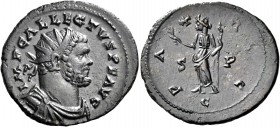 Allectus, Romano-British Emperor, 293-296. Antoninianus (Bronze, 24 mm, 4.09 g, 6 h), Camulodunum (Colchester), 293-295. IMP C ALLECTVS P F AVG Radiat...