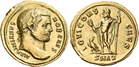 Galerius, as Caesar, 293-305. Aureus (Gold, 20 mm, 5.38 g, 6 h), Antioch, 293-295. MAXIMIANVS NOB CAES Laureate head of Galerius to right. Rev. IOVI C...