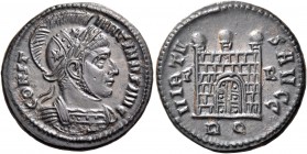 Constantine I, 307/310-337. Follis (Bronze, 19 mm, 3.29 g, 5 h), Rome, 4th officina, 318-319. CONST-ANTINVS AVG Laureate and cuirassed bust of Constan...