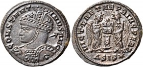 Constantine I, 307/310-337. Follis (Bronze, 18 mm, 3.22 g, 6 h), Siscia, 1st officina, 319-320. CONSTANT - INVS AVG Bust of Constantine to left, weari...