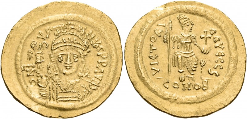 Justin II, 565-578. Solidus (Gold, 22 mm, 4.48 g, 6 h), Constantinople, 6th offi...