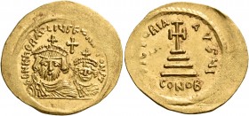 Heraclius, with Heraclius Constantine, 610-641. Solidus (Gold, 23.5 mm, 4.39 g, 7 h), Uncertain mint in the East, Alexandria, Jerusalem or Cyprus, 10t...