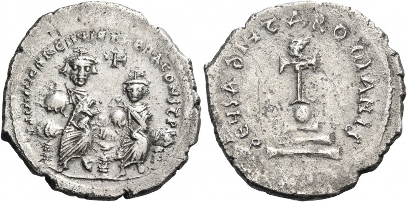 Heraclius, with Heraclius Constantine, 610-641. Hexagram (Silver, 25 mm, 6.53 g,...