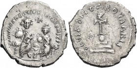 Heraclius, with Heraclius Constantine, 610-641. Hexagram (Silver, 25 mm, 6.53 g, 6 h), Constantinople, 615-625. d N N ?ERACLIЧS ET HERA CONST P P A He...