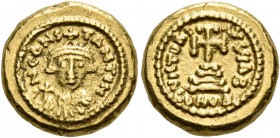 Constans II, 641-668. Solidus (Gold, 12 mm, 4.46 g, 6 h), Carthage, IY B = 2 = 643/4. N CONS-TANTIN Crowned and draped bust of Constans facing, beardl...