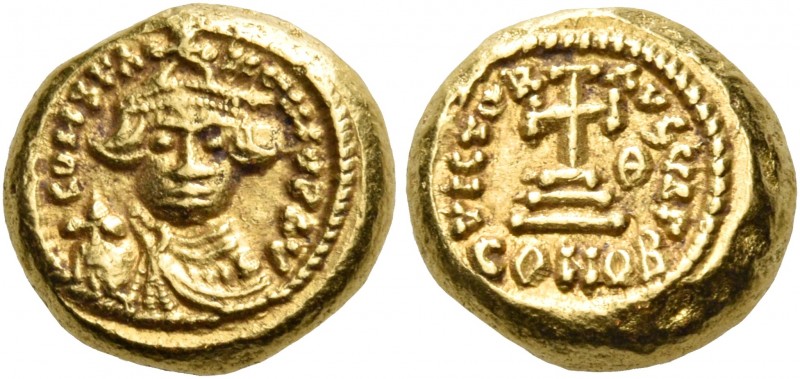 Constans II, 641-668. Solidus (Gold, 11.5 mm, 4.49 g, 6 h), Carthage, IY Γ = 3 =...