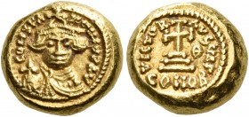 Constans II, 641-668. Solidus (Gold, 11.5 mm, 4.49 g, 6 h), Carthage, IY Γ = 3 = 644/5. d CONSTA-NTINVSPP Γ Crowned and draped bust of Constans facing...