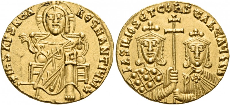 Basil I the Macedonian, with Constantine VII, 867-886. Solidus (Gold, 19 mm, 4.4...