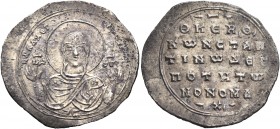 Constantine IX Monomachus, 1042-1055. 2/3 Miliaresion (Silver, 24.5 mm, 2.10 g, 7 h), Constantinople. +H BΛΑΧEΡ-[ΝΙΤΙCA] /MP-ΘV Facing nimbate bust of...