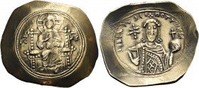Alexius I Comnenus, 1081-1118. Histamenon (Electrum, 30 mm, 4.10 g, 6 h), first coinage, Constantinople, 1082-1087. IC XC Christ, nimbate with pellet ...