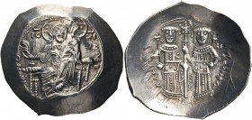 Alexius III Angelus-Comnenus, 1195-1203. Aspron Trachy (Electrum, 28 mm, 4.48 g, 6 h), Constantinople, 1195-1197. [KE RO] – HΘEΙ / IC - XC Christ, nim...