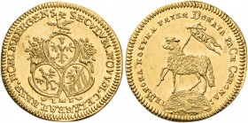Germany 
Nuremberg. 1700. 1/2 Ducat (Gold, 17 mm, 1.78 g, 12 h), on the new century, mint master Johann Martin Förster, with the date given in chrono...