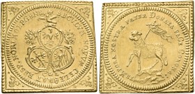 Germany 
Nuremberg. 1700. Ducat Klippe (Gold, 18x18 mm, 3.52 g, 12 h), on the new century, struck on a square flan with floral decoration in the corn...