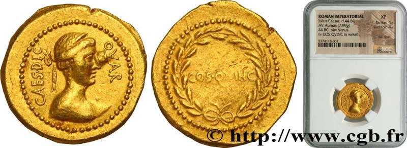 JULIUS CAESAR
Type : Aureus 
Date : octobre 
Date : 44 AC. 
Mint name / Town : R...